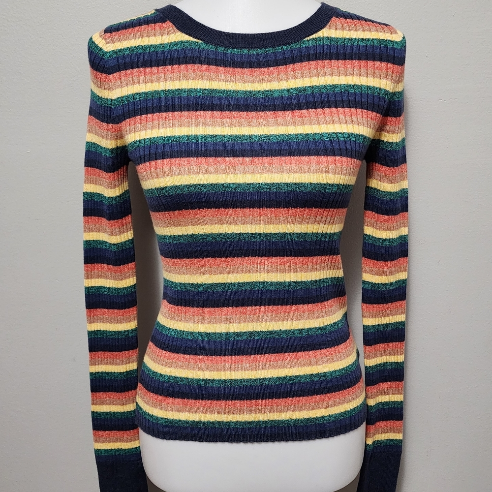 American Eagle multicolored stripe ribbed knit sweater size small